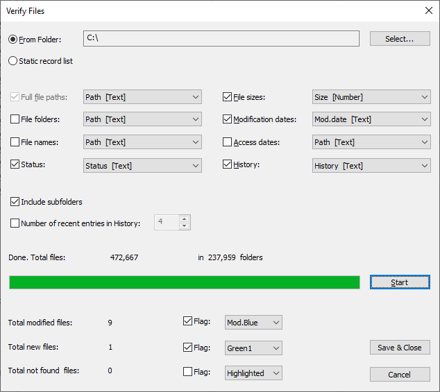 Verify up to 256 millions of files in folders or entire disks; search for file duplicates; monitor all file changes and search them; add any type of metadata to files and much more.